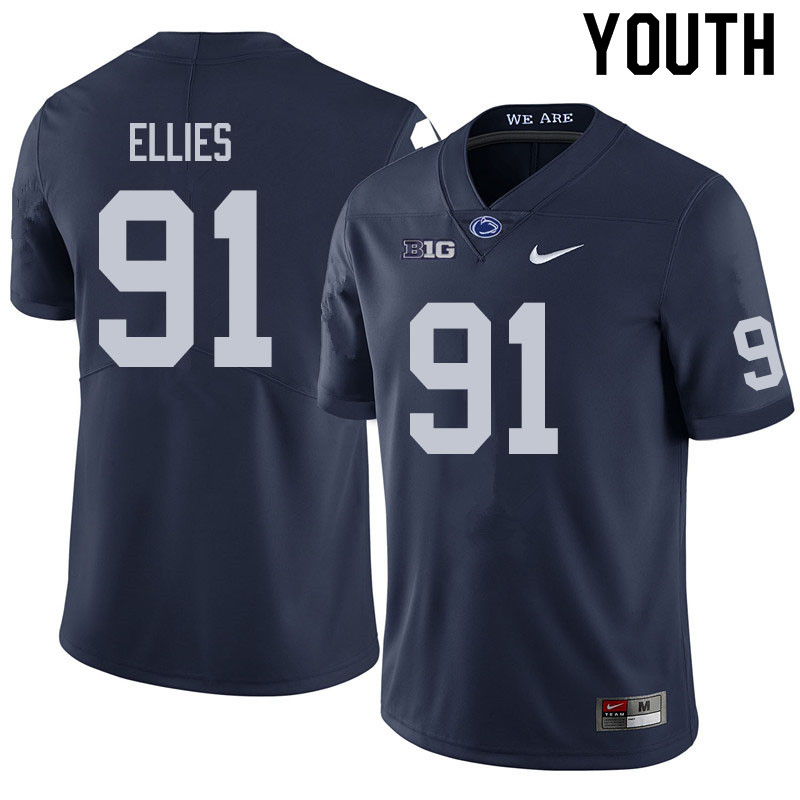 NCAA Nike Youth Penn State Nittany Lions Dvon Ellies #91 College Football Authentic Navy Stitched Jersey WFG0898QD